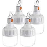 PLMOKJD LED Camping Light, 800 lumens, Powered by Rechargeable Batteries, White Portable Pendant Lights, Waterproof (4)