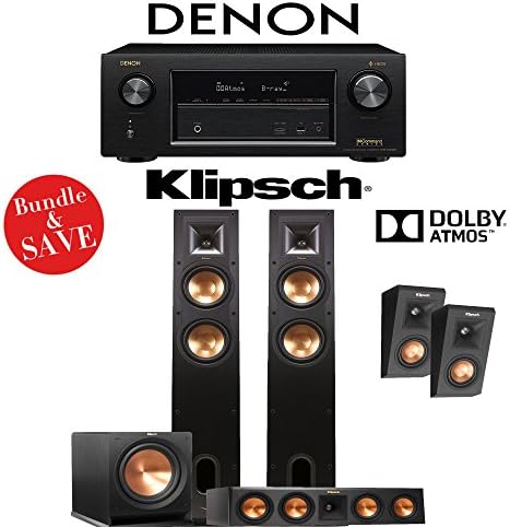Klipsch Reference R-26FA 3.1.4-Ch Dolby Atmos Home Theater System with Denon AVR-X3400H 7.2-Channel Network A/V Receiver