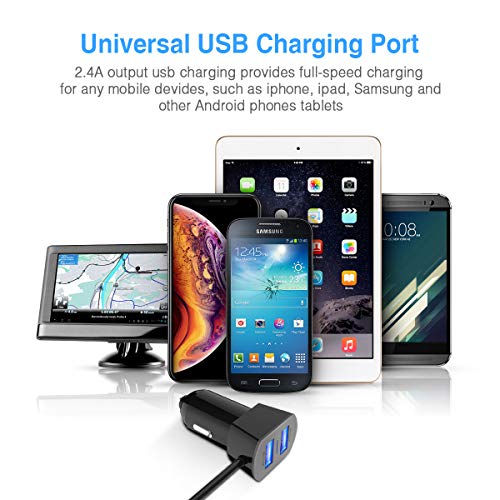 Car Charger Compatible for Garmin Nuvi, APPHOME Dual Port USB Vehicle Power Replacement Charging Cable Cord Adapter with Styles Pen/Cable Clips/Car Crowbar for Dash Cam GPS Android Cell Phones - Thumbnail 5