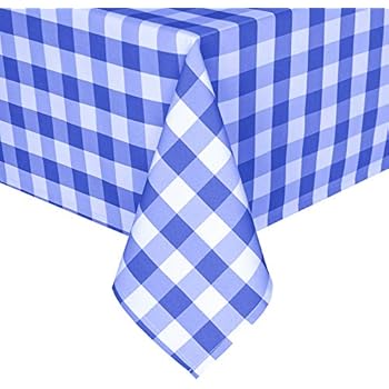 Hiasan Royal Blue Checkered Tablecloth Rectangle - Wrinkle Resistant, Stain Resistant and Waterproof Gingham Table Cloth for Kitchen, Dining and Picnic, 60 x 120 Inch