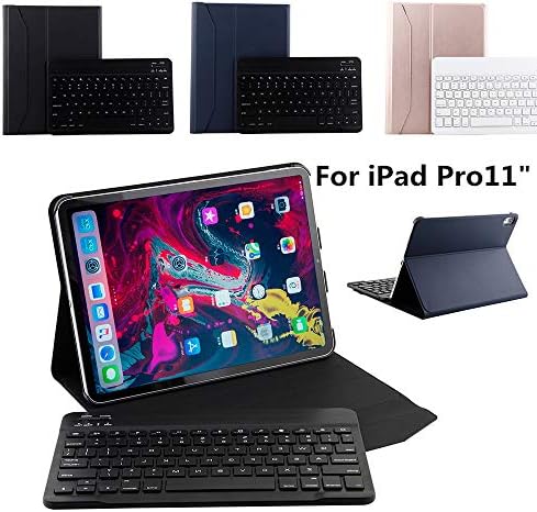 Release Smart Detachable Wireless Bluetooth Keyboard +Tablet Case Leather Stand Case Cover for iPad Pro 11'' 2018 (Blue)