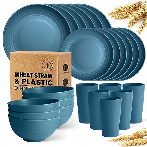 Wheat Straw Plastic Outdoor Plates Set Outdoor Dinnerware