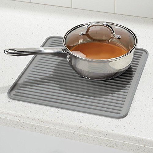 iDesign Lineo Silicone Kitchen Countertop Drying Mat for Pots, Pans