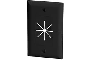 DATA COMM Electronics 45-0017-LA Split Style Plate with Flexible AV/HDMI Cable Pass-Through, Low-Profile Design, Conceals Up to 6 Cables, Seamless Finish, Recessed Media In-Wall Outlet Box - Black