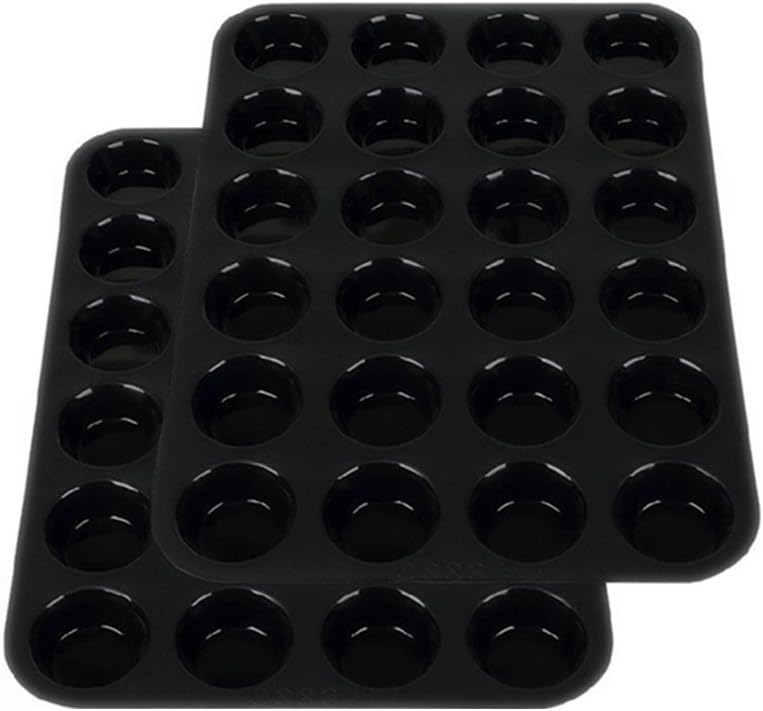 Silicone Mini Muffin Pan, Silicone Cupcake Baking Cups - Non Stick Silicone Molds for Muffin Tins (Black)