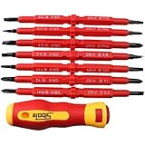 AGPtEK Insulated Electrical Screwdriver Phillips and Flat Double Head Precision 7pcs Set Black Finish Blades With Magnetic Tips Home Outdoor Repair Tool Kit