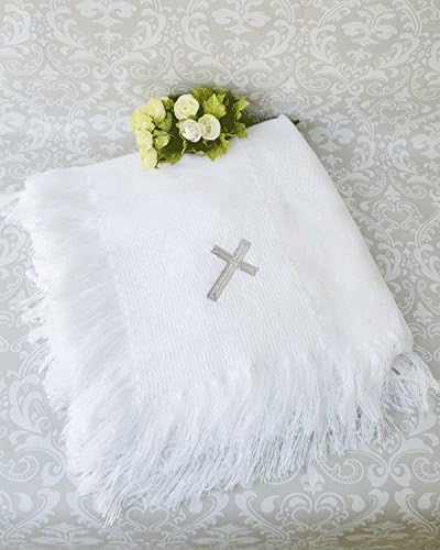 white christening shawl