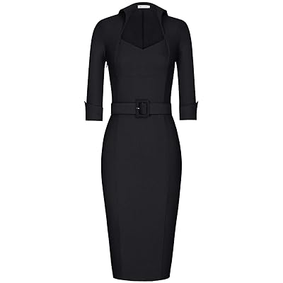 MU Womens 1950s 34 Sleeve Elegant Bodycon Lapel Jamaica | Ubuy