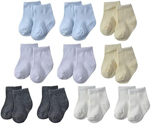 Alva Edison 10-Pack Plain Basics Sock Quarter Mid-Calf/Crew for Kids &amp; Toddlers &amp; New-Born Babies (Typical Age 3-5 Years)