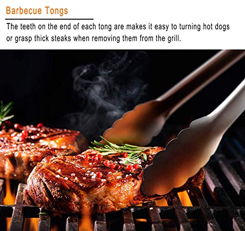 grilljoy 6pc Heavy Duty BBQ Grilling Tools Set - Extra Thick Stainless Steel Grilling Accessories with Black Portable Bag. Perfect BBQ Grill Set Gifts for Men Dad on Father's Day Birthday - Thumbnail 4