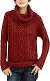 V28 Women's Korean Design Turtle Cowl Neck Ribbed Cable Knit Long Sweater Jumper