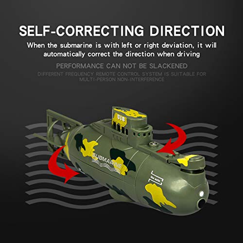 Haoun RC Toy Submarine Model Diving Boat Remote Control Boat for Pools & Lakes, Waterproof Diving in Water Toy for Kids and Adults - Green - Thumbnail 6