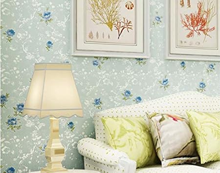 3d Papier Peint Fleurs Rurales En Relief Non Tisse Art Decor Papier Peint Pour Chambre Salon Tv Mur De Fond Restaurant Maison Decoration Bleu Amazon Fr Bricolage
