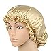 Night Cap for Women, G2PLUS 100% Mulberry Silk Sleep Cap, Head Cover Bonnet, Sleeping Cap for Hair Care, 20’’ Large Size Fits Most (Gold)