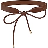 CALFOVERA Boho Knotted Thin Dress Waist Belt Women Fashion PU Leather Tie Knot Skinny Rope Belt Waistband String Decoration Accessoties for Women Dresses Coat Sweater 1.8 Yards (Brown)
