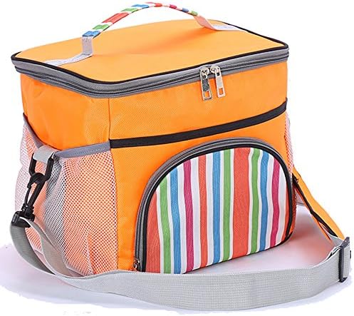 HMQINYI 14L Insulated Lunch Bag Cooler Bag Reusable Picnic Lunch Boxes with Zipper Closure for Men Women Adults Kids (ORANGE)