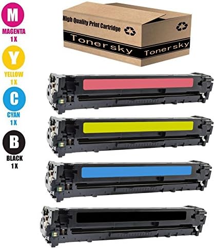 Tonersky Remanufactured Compatible with HP 128A CE320A CE321A CE322A CE323A Toner Cartridges for Use in Color LaserJet CP1525n, CP1525nw, CM1415fn, CM1415fnw Series Printers - 4PK, 1B/1C/1Y/1M