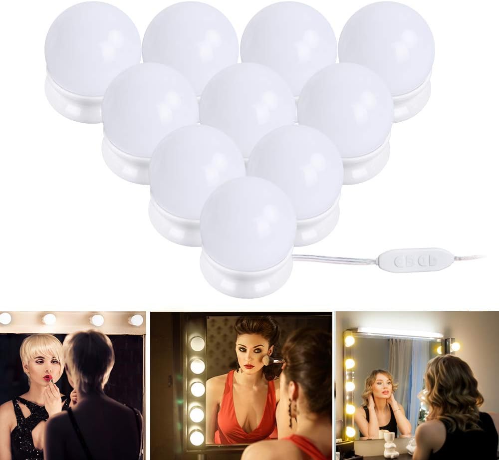OYOZ Hollywood Style LED Vanity Mirror Lights Kits with 10 Dimmable Light Bulbs, 10 Level Brightness and 3 Color Lighting Modes Vanity Mirror Lights for Bathroom, Makeup Dressing Table