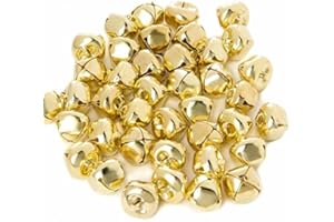 PRESENT AVENUE Pack of 200, 1/2" inch Christmas Jingle Bells, Craft Bells for Wreath, Holiday Home Decor, Jewelry Making and Christmas Decoration (Gold)