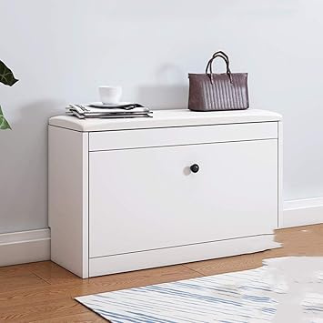 Schuhregal YNN Holzschuhschrank mit Sitzkissen - Platz für bis zu 8 Paare (Farbe : White(White PU), größe : 50cm)