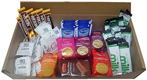 Tea & Coffee Welcome Pack - New Home Students B&B Hotel Holiday Pack Biscuits Sugar Milk (Tetley & Gold Blend)