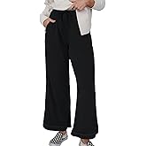 ALSOGO Women's Baggy Wide Leg Sweatpants Drawstring Elastic Waisted Casual Straight Trousers Outfits Athletic Palazzo Pants