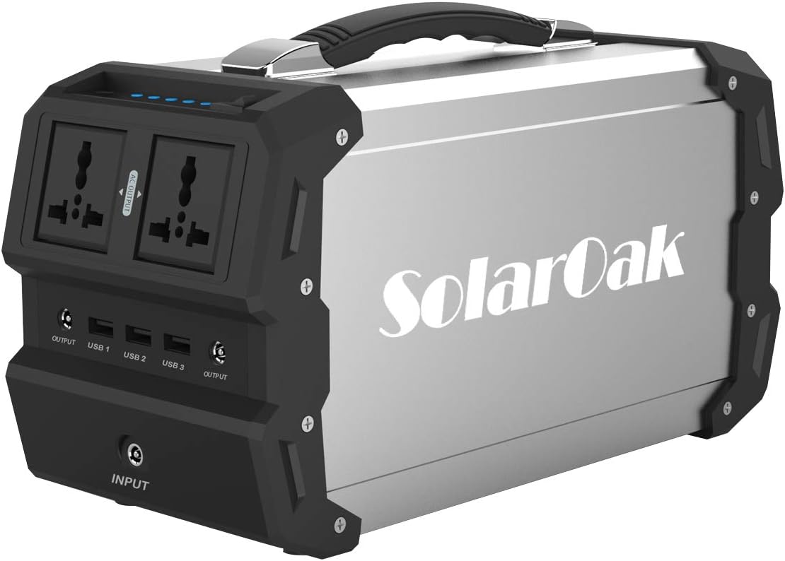 SolarOak Portable Solar Generator with AC/DC Inverter for Camping Source Power Supply(100V/110V/60Hz,Max400W) DC&USB Outports, Charged by Solar Panel/Wall Outlet/Car Outlet(440Wh/120,000mAh)