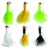 JSHANMEI-Assorted-Color-Crappie-Jigs-Head-Ice-Jigs-Marabou-Chenille-Fishing-Hard-Lure-Accessory-Bass-Pike-Walleye-Feather-Lead-Head-Hook-Rubber-Jigs