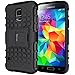 Galaxy s5 Case,Heavy Duty Rugged Dual Layer Shockproof Hybrid Armor Case for Samsung Galaxy S5 SV I9600 and NEO with Built-in Kickstand (Black)