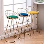 XXQ-Bar-Stools-Golden-Bracket-Fabric-Cushion-with-Backrest-High-Chair-for-Restaurant-Living-Room-Garden-Dining-Chair-Home-DecorationGray70cm