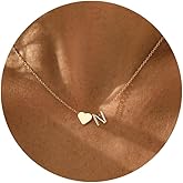 Initial Necklace for Women 18K Gold Plated Stainless Steel Tiny Heart Letter Necklace Personalized Name Necklace