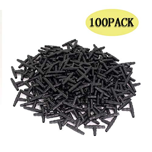 QTFHR Barbed Connectors Drip Irrigation, 1/4" Universal Barbed Tee Fittings 100 pcs, Fits 1/4" Drip Tubing (4/7mm Tee Pipe) - Thumbnail 5