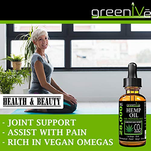 GreenIVe 28,000mg Hemp Oil for Pain, Stress, and Inflammation Vegan
