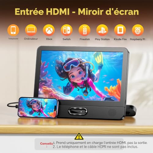 Arafuna 12 Inch Car DVD Player with HDMI for Game Console, AV Out, Portable Car DVD Player for Children, Car Screen Headrest, Support USB/TF Card 128GB, Video 1080P