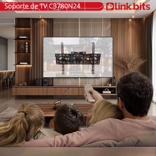 LINK BITS C3780N24 Soporte de TV móvil con Doble Brazo para televisores de 32” a 80” Pulgadas, Base para Pantallas Reforzado y Resistente para monitores de hasta 50 Kg y VESA de hasta 600x400mm.
