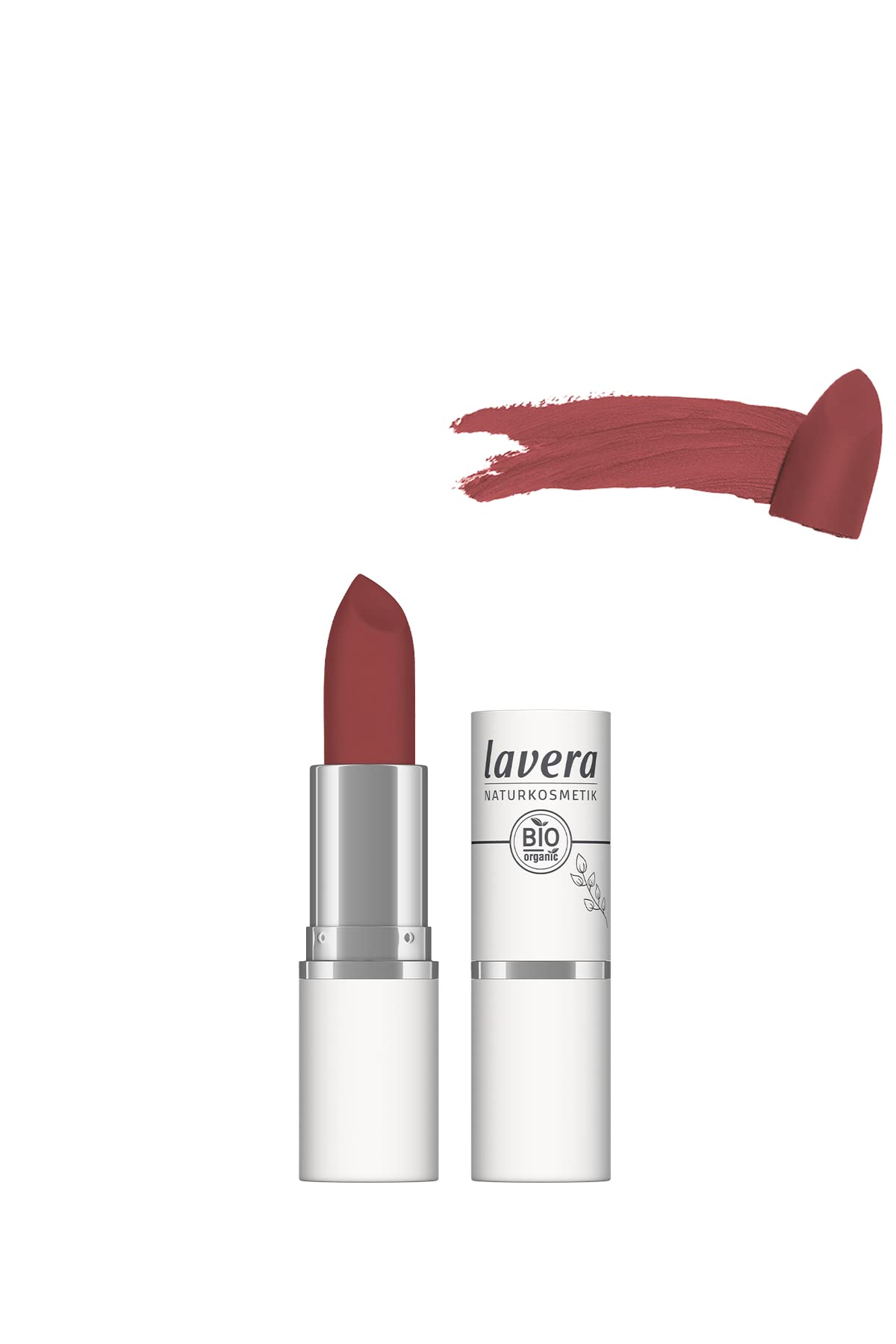 lavera Velvet Matt Lipstick - Vivid Red 04 - natural cosmetics - Comfortable wear, no drying out the lips - Longlasting - Gluten free - Organic blossom butter & Organic sunflower oil - 4,5g