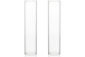 WGVI Hurricane Candle Holder Sleeve, Wide 4", Height 18", 2 Pieces, Clear Glass Cylinder Open Both Ends, Chimney Shade Tube (HST0418_2pc)