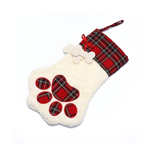 M DoDo Christmas Paw Stocking For Pet Dog Large Sherpa Hanging Christmas Stocking (Green) - Image 3