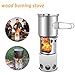 Qunlei 304 Stainless Steel Camping Cookware Set with Wood Stove, Complete Lightweight Outdoor Camping Hiking Backpacking Cooking Picnic Cookware Mess Kit for 1-2 Adult