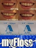 ORTHODONTIC ELASTIC GAP TEETH BANDS &FLOSS - SIZE 1/8 HEAVY - 100 BANDS - FOR LOWER TEETH OR SMALLER UPPER TEETH