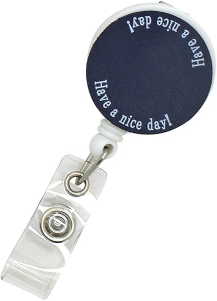 Amazon Co Jp Herbe 伸縮自在の吊り下げ名札用 リール クリップ付き 英語 メッセージ パスケースや名札 ストラップ 鍵等と一緒に ネイビー Have A Nice Day 家電 カメラ