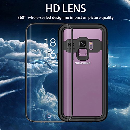 Hayder Galaxy S9 Case Waterproof Shockproof Snowproof Dustproof Clear Rugged Case with Built-in Screen Protector for Samsung Galaxy S9 (Black)