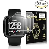 Ziwuotty Fitbit Versa Screen Protector 3 Pack,Hagibis Full Coverage HD Anti-Bubble Film Clear for New Fitbit Versa Smart Watch Accessories