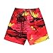 Boy Hawaiian Aloha Luau Shirt and Shorts 2 Piece Cabana Set in Red Sunset