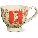 Pavilion Gift Company 54007" A Mother's Love-Cat Mom Floral Soup Bowl Mug, Red, 17 oz