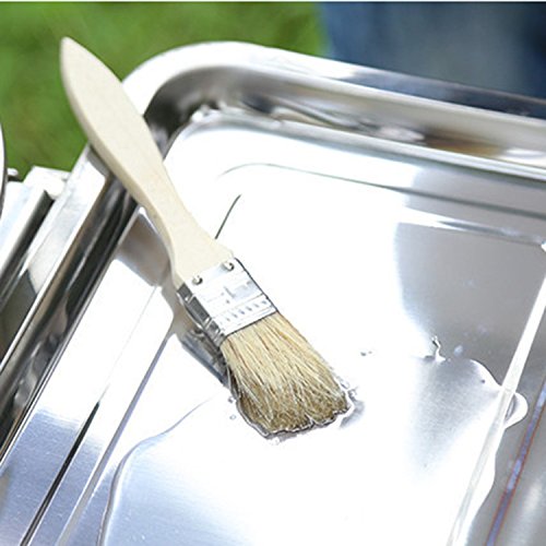 Yunhigh BBQ Basting Brush for Grill Natural Bristle Pastry Brushes with Long Wooden Handle - Thumbnail 2