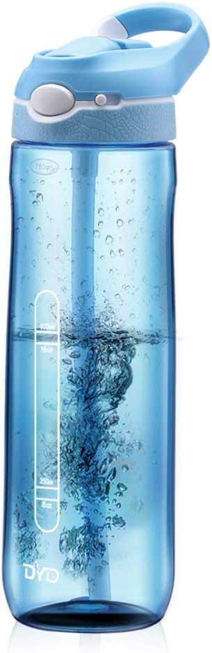 DYD Water Bottle with Straw, BPA Free Tritan Sports Water Bottle 25oz for Fitness and Outdoor Enthusiasts, Leakproof and Durable (blue)