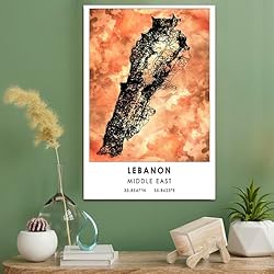 Lebanons country Map Poster, Lebanons Country road