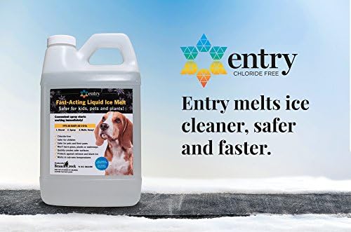 Entry Chloride-Free, Non-Toxic, Liquid Snow and Ice Melt Certified Safe for Pets, Plants, Floors, Concrete, Sidewalks, and Metal for Residential or Commercial Use (0.5 Gallon)Green SealGreen Seal