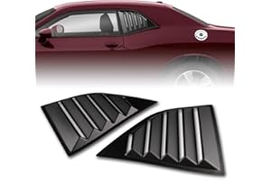 Q1-TECH, Black Color Side Window Louvers Scoop Cover Vent Sun Shade Cover Compatible with 2008-2019 Dodge Challenger (ABS, Fits for All Weather), 2009 2010 2011 2012 2013 2014 2015 2016 2017 2018